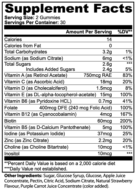 Daily Wellness Gummies - Complete Daily Multivitamin (Natural Strawberry)