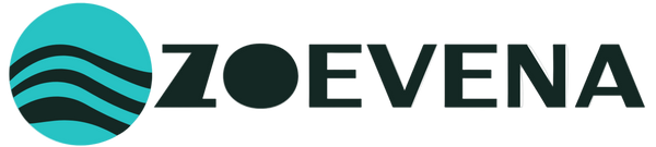 Zoevena logo with a circular design element on a white background